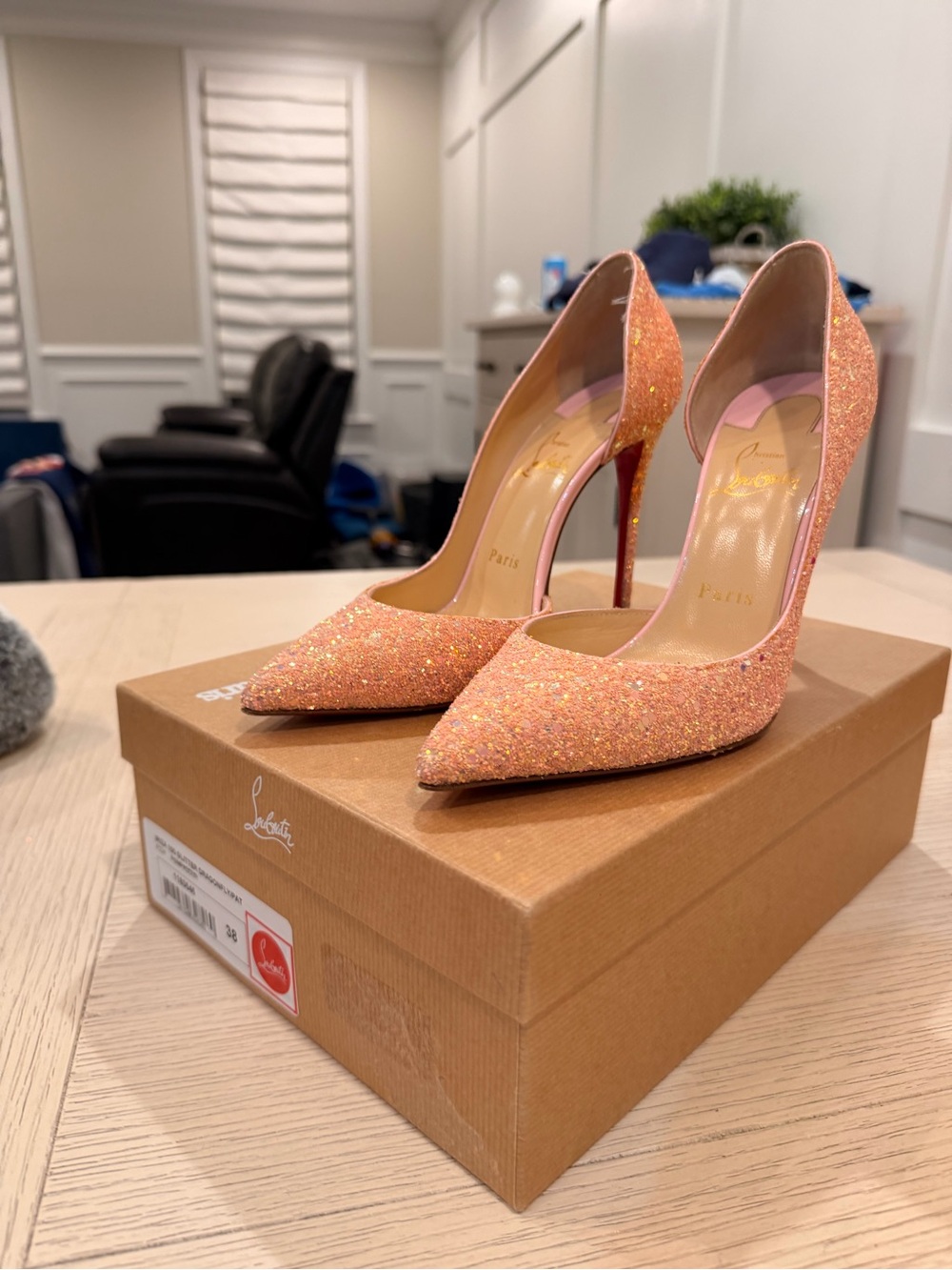 Christian Louboutin Rose Gold Glitter Stiletto Heels - Picture 7 of 7